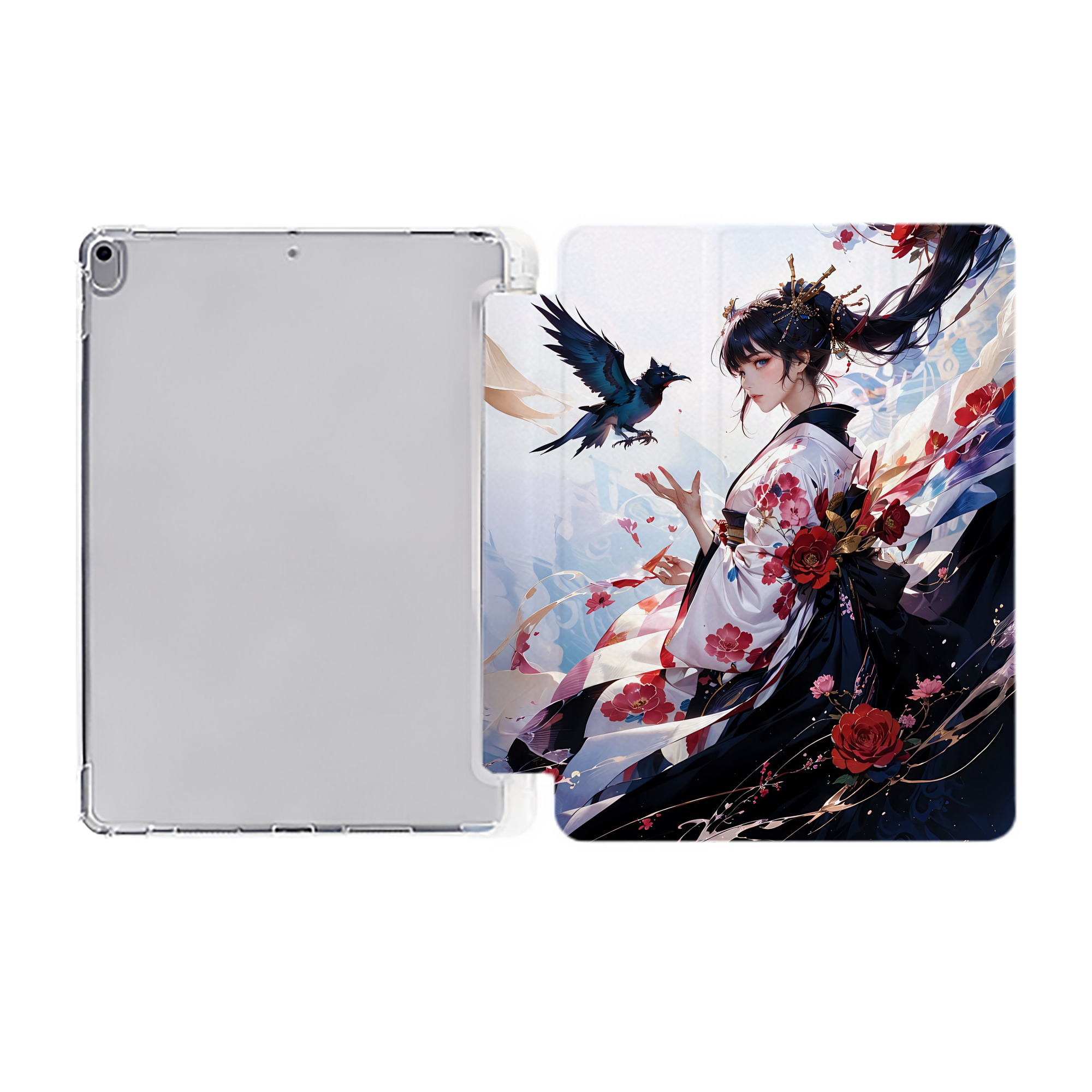 （画像用） 刀剣乱舞 Touken Ranbu IPad ケース ペン収納付き 三つ折りスタンド PUレザー×シリコン 対応機種9.5/10.5/10.9インチ